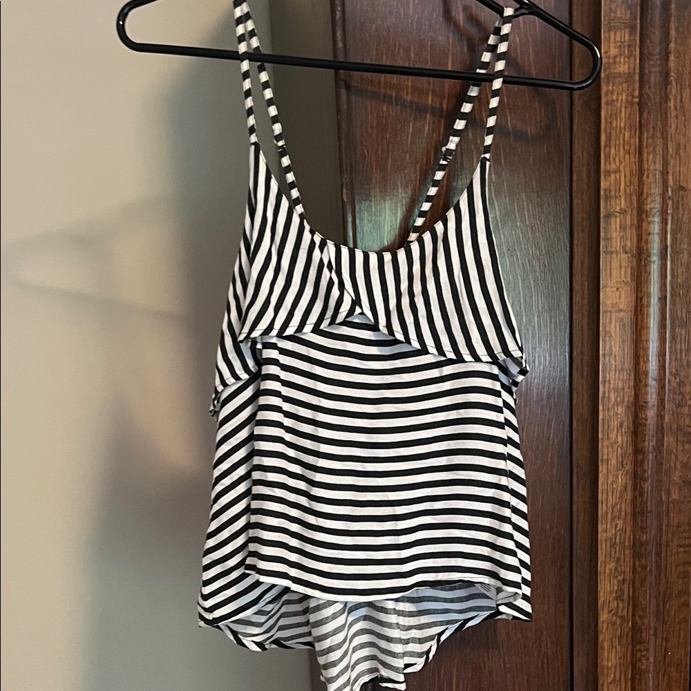 Volcom Black and White Striped flowy tank